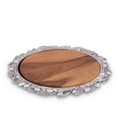 thumbnail image 2 of Arthur Court Sand-Cast Aluminum Pizza or Cheese Server with Wood Board; Olive Pattern Metal Holder, 2 of 4
