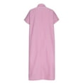 thumbnail image 5 of Women's Dresses Short Sleeve Lapel Button Casual Printed Striped Dress Pink XXXXXL, 5 of 6