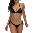 thumbnail image 6 of DISKEBUISS Women's Triangle Bikini Sets Drawstring Tie Two Piece Bathing Suit for Causal Beach & Pool Party, 6 of 7