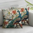 thumbnail image 2 of Nawypu  Colorful Peacock Feather Peach Tree English Vintage Background Throw Pillow Case Cushion Cover Home Sofa Decorative 2pc, 2 of 6