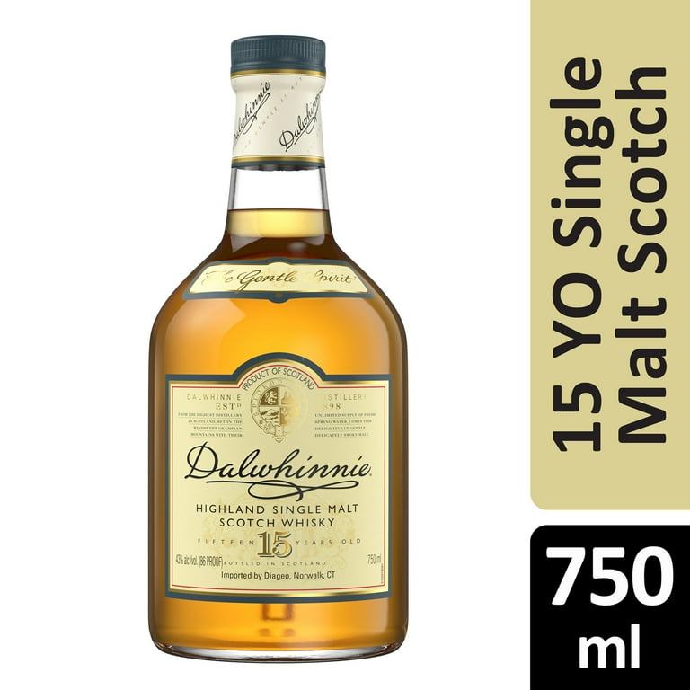 Dalwhinnie 15 Year Old Single Malt Scotch Whisky, 750 mL, 43% ABV