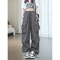 thumbnail image 4 of Pantalones Cargo para Mujer, Pantalones Casuales de Senderismo, Pantalones Holgados Y2K de Cintura Alta con Múltiples Bolsillos Gris M, 4 of 9