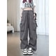 thumbnail image 4 of Pantalones Cargo para Mujer, Pantalones Casuales de Senderismo, Pantalones Holgados Y2K de Cintura Alta con Múltiples Bolsillos Gris M, 4 of 9