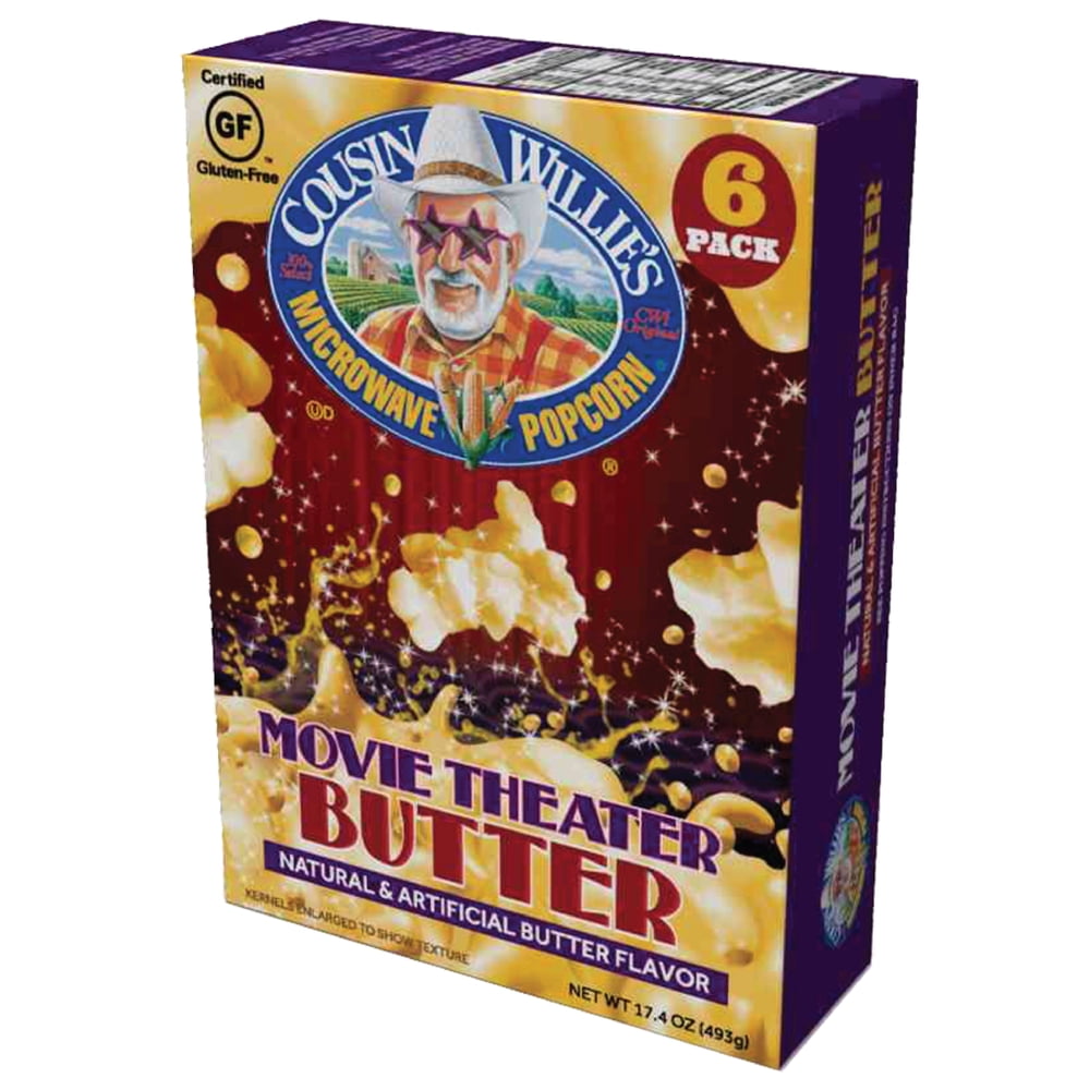 Cousin Willie's Movie Theater Butter Microwave Popcorn (Case of 8/6