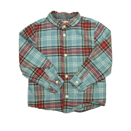 

Pre-owned Gymboree Boys Blue | Red Plaid Button Down Long Sleeve size: 3T