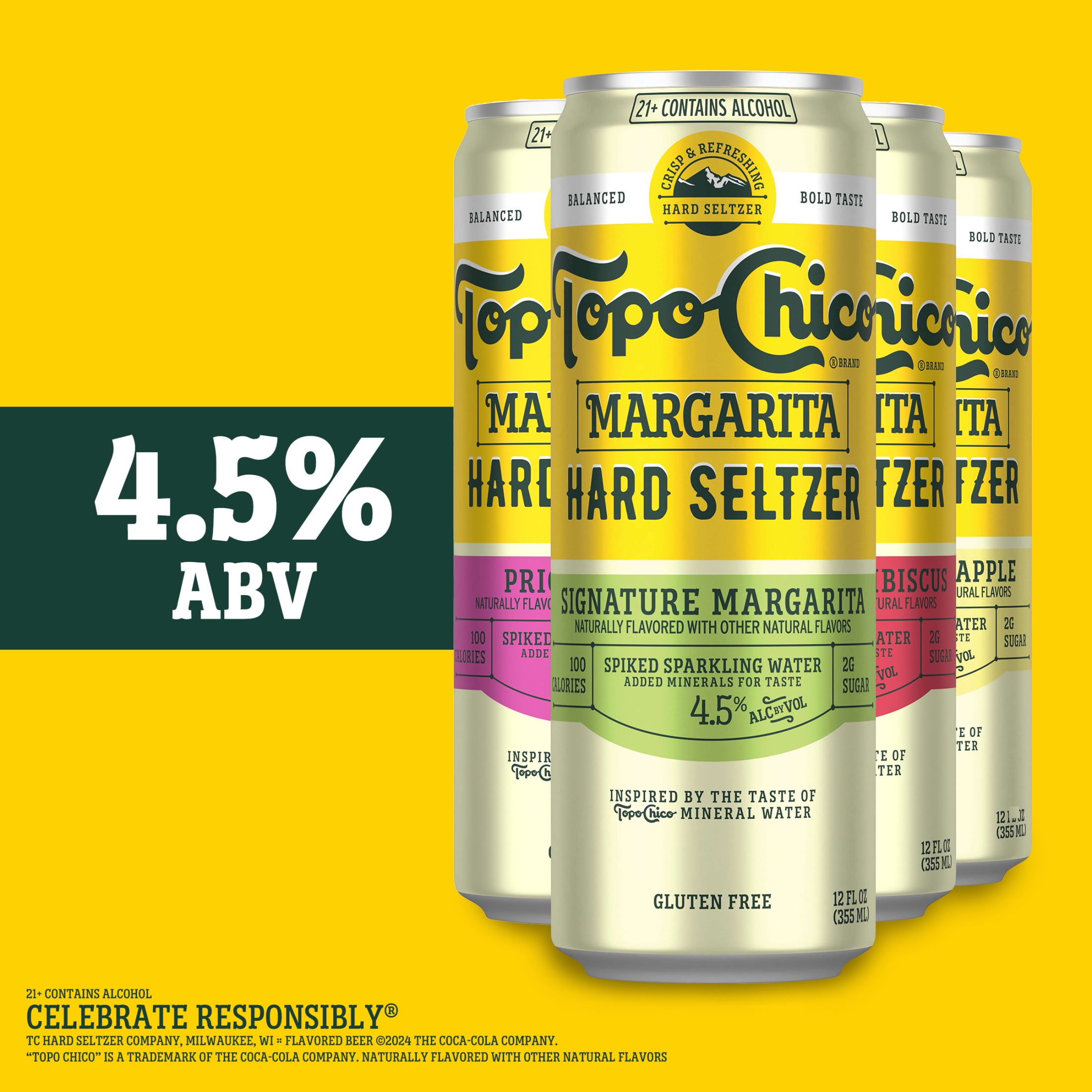 Topo Chico Hard Seltzer Margarita Variety Pack , 12 Pack, 12 fl oz Aluminum Cans, 4.5% ABV