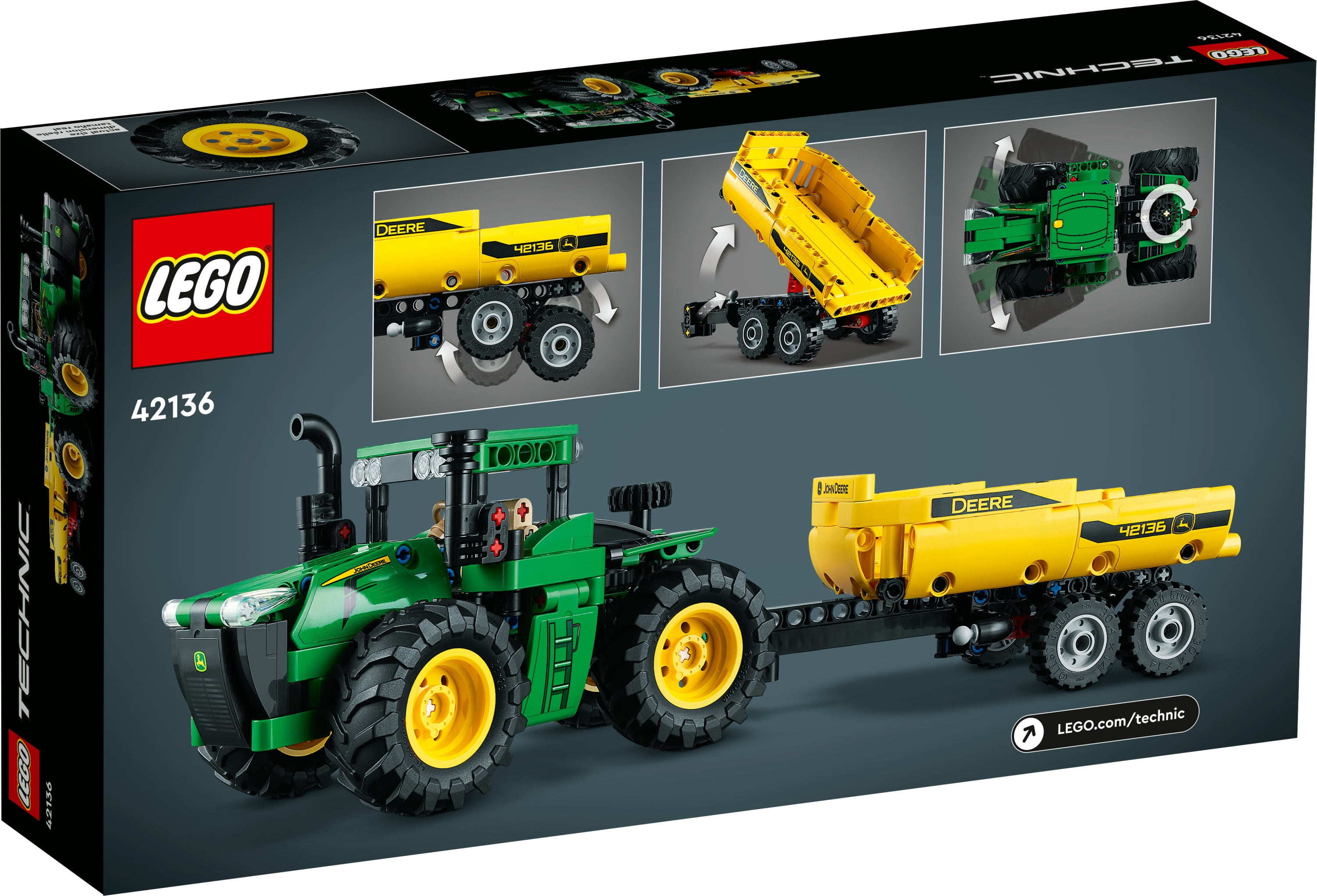 LEGO Technic John Deere 9620R 4WD Tractor Toy 42136 Building Toy -  Collectible Model with Trailer, Featuring Realistic Details, Construction  Farm Toy