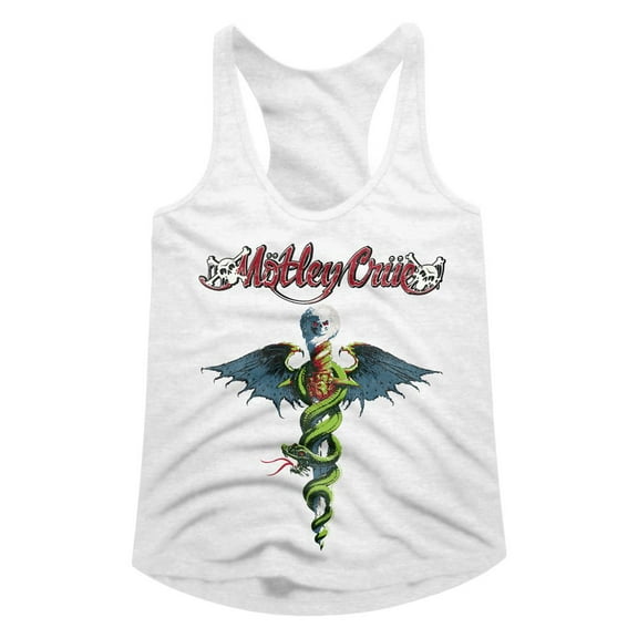 Motley Crue Drfeelgood White Women's Slim Fit Racerback Tank Top L