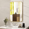 thumbnail image 4 of BEAUTYPEAK 20"x28" Wall Mirror Rounded Corners Hanging Vanity Mirror Gold, 4 of 9