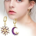 thumbnail image 3 of HOARBOEG Sun Geometric Semicircle Rhinestone Female Earrings Jewelry Mother's Day Jewelry, 3 of 9
