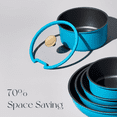 thumbnail image 5 of Carote 21 Pcs Nonstick Cookware Sets, Pots and Pans Set with Detachable Handles, Oven/Dishwasher Safe, Stackable Kitchen Cooking Set, Induction Cookware, Peacock Blue, 5 of 7