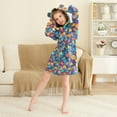 thumbnail image 3 of FORMRS Kids Bathrobe Unisex Hooded Robe Toddler Pajamas Sleepwear, Size 2-3T, Vibrant Art Leaves Pattern, 3 of 7