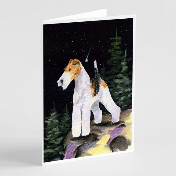 Starry Night Fox Terrier Greeting Cards and Envelopes Pack of 8