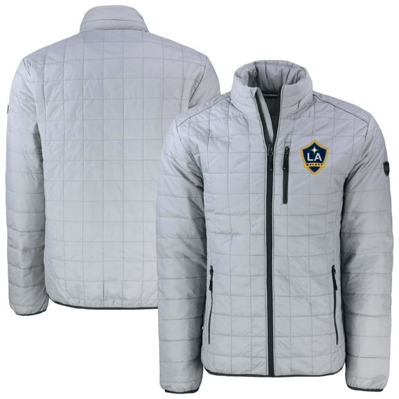 Men's Cutter & Buck Gray LA Galaxy Rainier PrimaLoft Eco Insulated Puffer Full-Zip Jacket