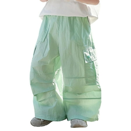 CAIVO Boys Cargo Pants Slacks Trousers Summer Lightweight Casual Kids Workout Jogger Trousers For Toddler To Big Boys Breathable Sunscreen Proof Playwear Cute Child Daily Wear