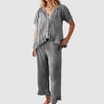 thumbnail image 2 of IWRICH Pajama Set for Women 2 Piece Plaid Short Sleeve Pjs Cute Ruffle Sleepwear Pajamas Loungewear Black XXL, 2 of 4