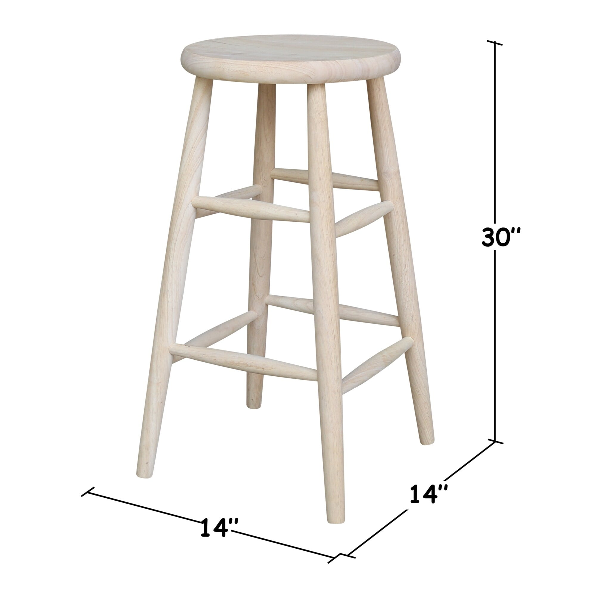 International Concepts 30" Unfinished Wooden Scooped Seat Bar Stool