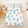 thumbnail image 5 of Manfei Cute Starfish Queen Sheets,Kawaii Seashell Queen Sheet Sets,White Blue,4pcs,1 Flat Sheet, 1 Fitted Sheet and 2 Pillowcases, 5 of 7