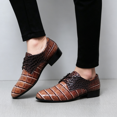 thumbnail image 6 of Men's Lace‑Up Oxford Dress Shoes, Crocodile Embossed Glossy Upper Footwear with Block Low Heel Outsole for Formal Events and Dress‑Up Occasions, 6 of 7
