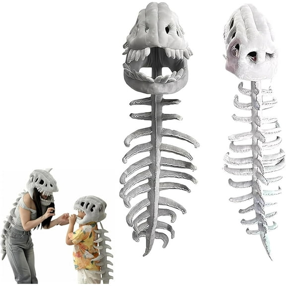 Spinosaurus Plush Dino Outfit - New Plush Dinosaur Skeleton Costume, Halloween Realistic Dinosaur Skeleton Costume Set