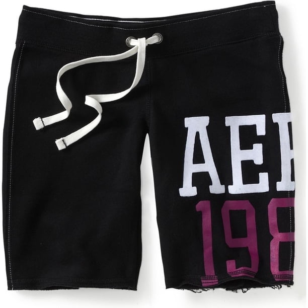 Aeropostale Bermuda Athletic Sweat Shorts para mujer, negro, grande