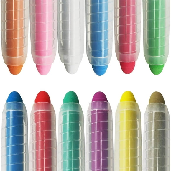 Dustless Chalk with Holder, 12PCS Colored Chalk ,Washable Chalk Art Tool for Blackboard,Drawing Writing for Teachers Students Office Classroom