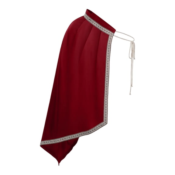 LEKWK Mens Medieval Half Shoulder Cape Renaissance Cloak with Embroidered Trim Lightweight Classic Halloween Costume Gothic Wizard Cosplay