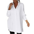 thumbnail image 3 of LIaqionyy Women Oversized Dress Shirts Button down Casual Collar Tunics Long Sleeve Solid Color Blouse Tops S-5XL, 3 of 7
