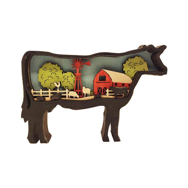 Adornos de decoración de estatua de animales 3D con talla hueca LED de madera con luz ganado Ehuebsd Para estrenar