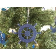 Rustic Dark Blue Decorative Ship Wheel Christmas Tree Ornament 6" - Christmas Tree Decoration - Nautical Decorating