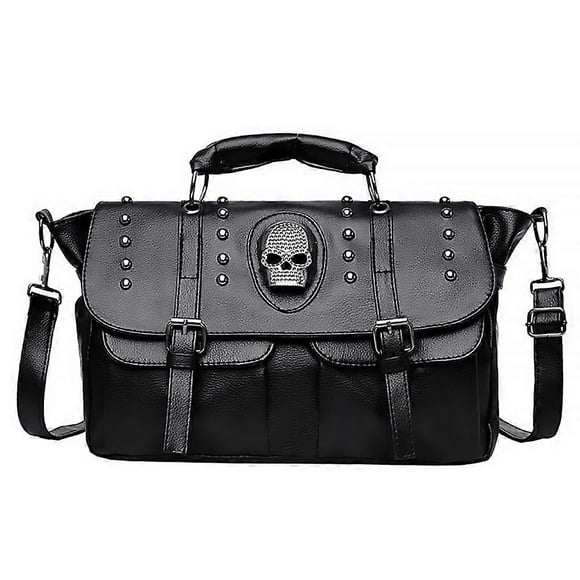 Skull Design PU Crossbody Bag Large Capacity Shoulder Pouch Messenger Bag for Women Casual Stylish Vintage Storage