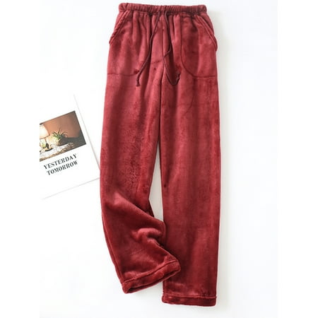 

AvoDovA Women Flannel Pajama Pants Ladies Coral Fleece Plush Pants with Pockets Drawstring Warm Winter Home Pants