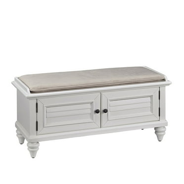 Homestock Global Glam Off White Wood Storage Bench