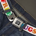 thumbnail image 2 of Buckle-Down Belt, Seatbelt Buckle Belt, Free Hugs White Multi Color, 34 to 52 Inches, 2 of 9