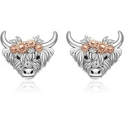 Highland Cow Earrings Stud for Women | Sterling Silver Scottish Hyland Cow Jewelry