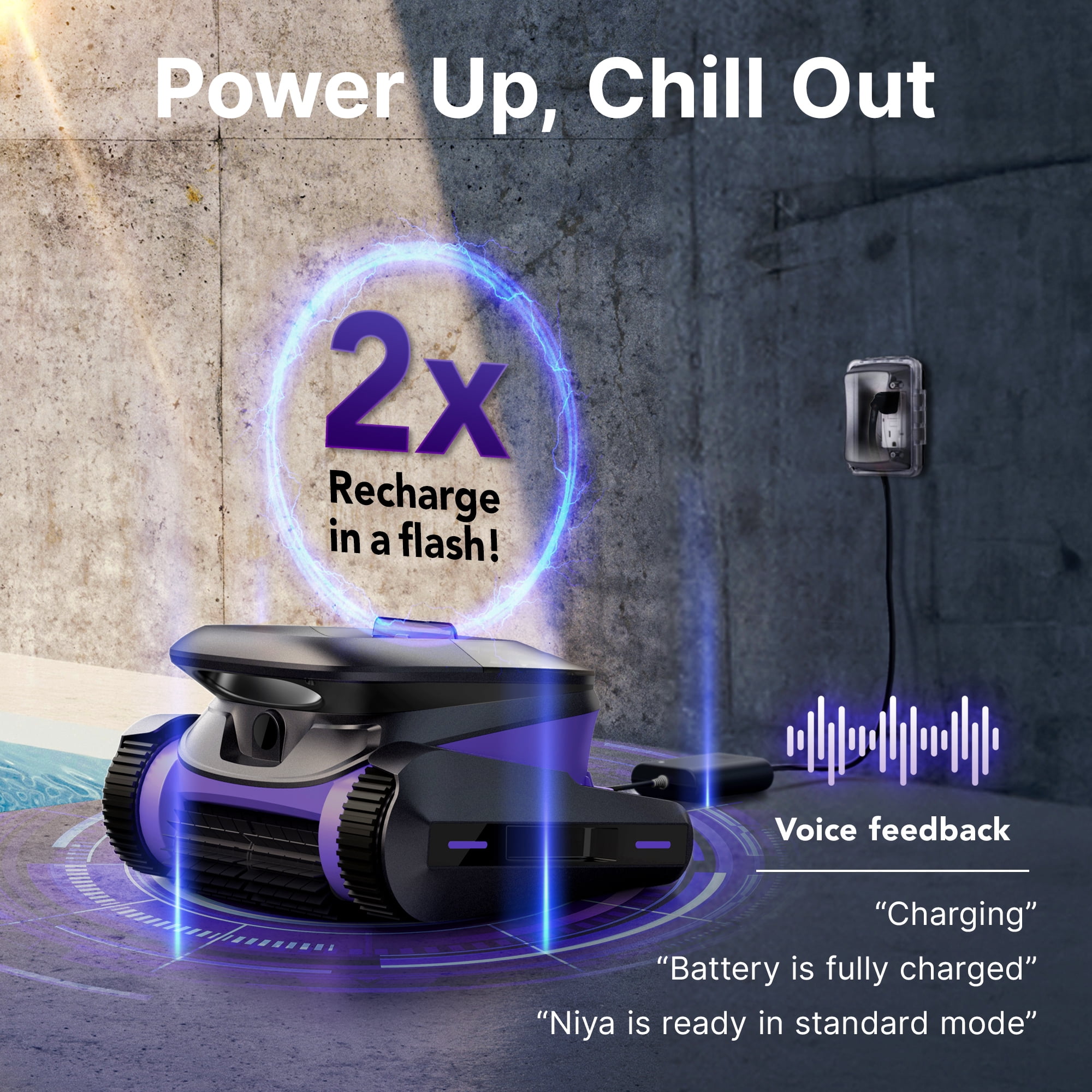 Niya Sonar 50 Cordless Robotic Vacuum Pool Cleaner from The creators of Dolphin, up to 40 FT in Length, Scrubber Brush with Waterline Cleaning
