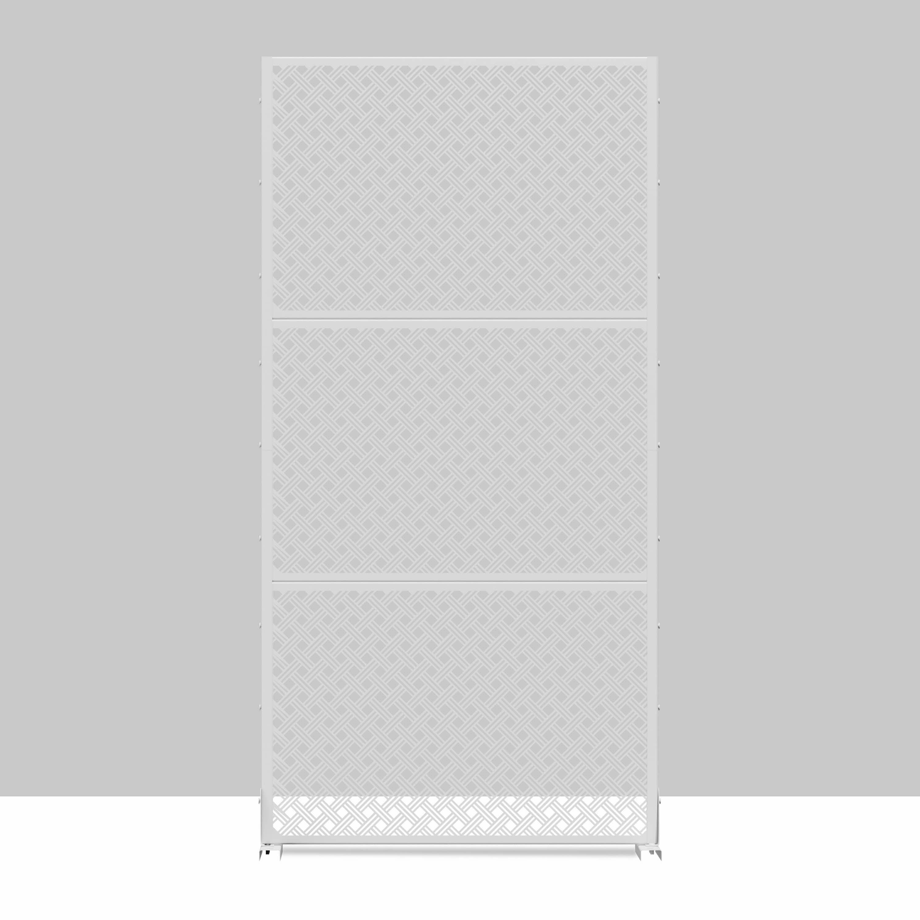 MAYEERTY 72x35x16 Inch White 2-Grid Woven Rectangular Galvanized Steel Privacy Screen, 3 Piece Set for Outdoor Garden