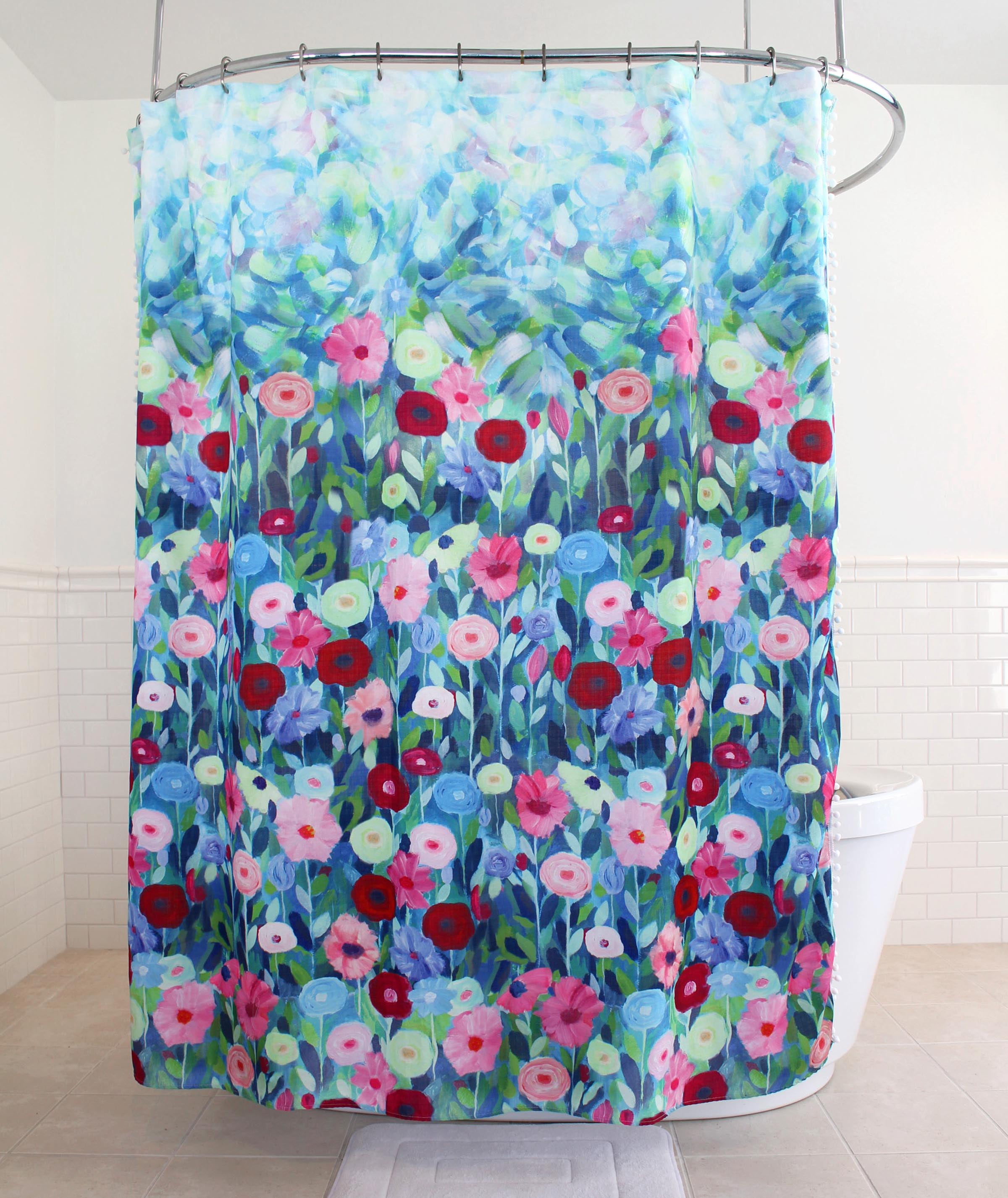 Splash Home Lovely Floral Polyester Fabric Shower Curtain, 70" x 72