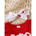 thumbnail image 4 of Suealasg Baby Girl Valentine's Day Clothes 3M 6M 9M 12M 18M Infant Long Sleeve Bear Print Romper + Heart Long Pants + Headband 3Pcs Newborn Girl Spring Outfit Set, 4 of 9