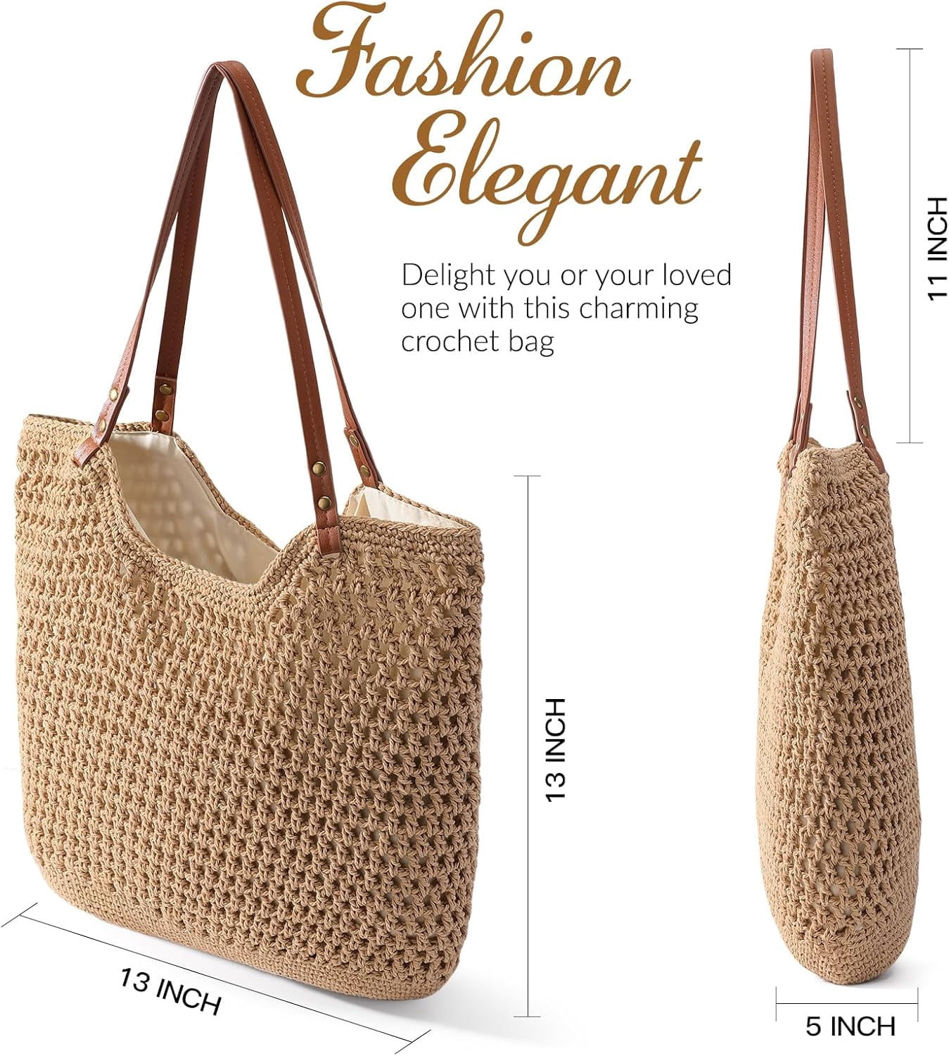 YEKEYI Crochet Beach Bags for Women, Soft Summer Tote Bag, Woven Purses Shoulder Bag for Daily & Vacation
