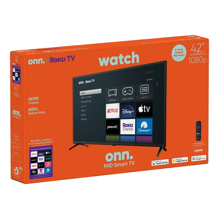  ONN Smart TV LED Full HD de 42 pulgadas 1080p con frecuencia de  actualización de 60 Hz compatible con Alexa y Google Assistant 100068372  (renovado) : Electrónica