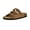 Tan Vegan Suede, variant on Lela Cork Footbed Sandal for Women - Triple Band Slide Sandal with Genuine Suede Insoles and +Comfort