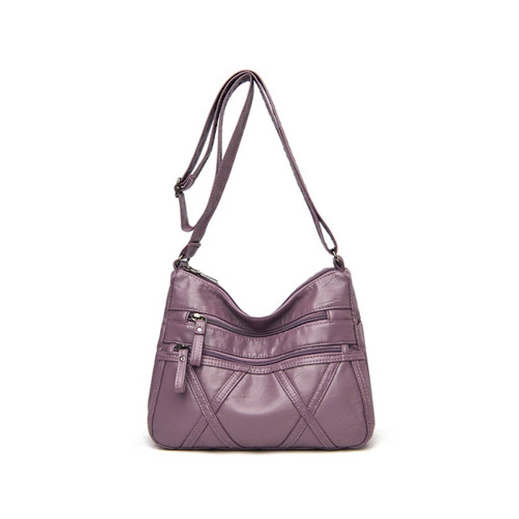 Decodeary Crossbody Bags Lightweight Fashion PU Multi layer Messenger Bag Adjustable Strap Shoulder Handbag Multi pocket Mother Purple Walmart