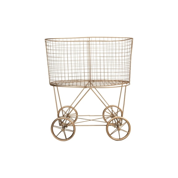 Woven Paths Vintage Laundry Basket with Wheels, Bronze