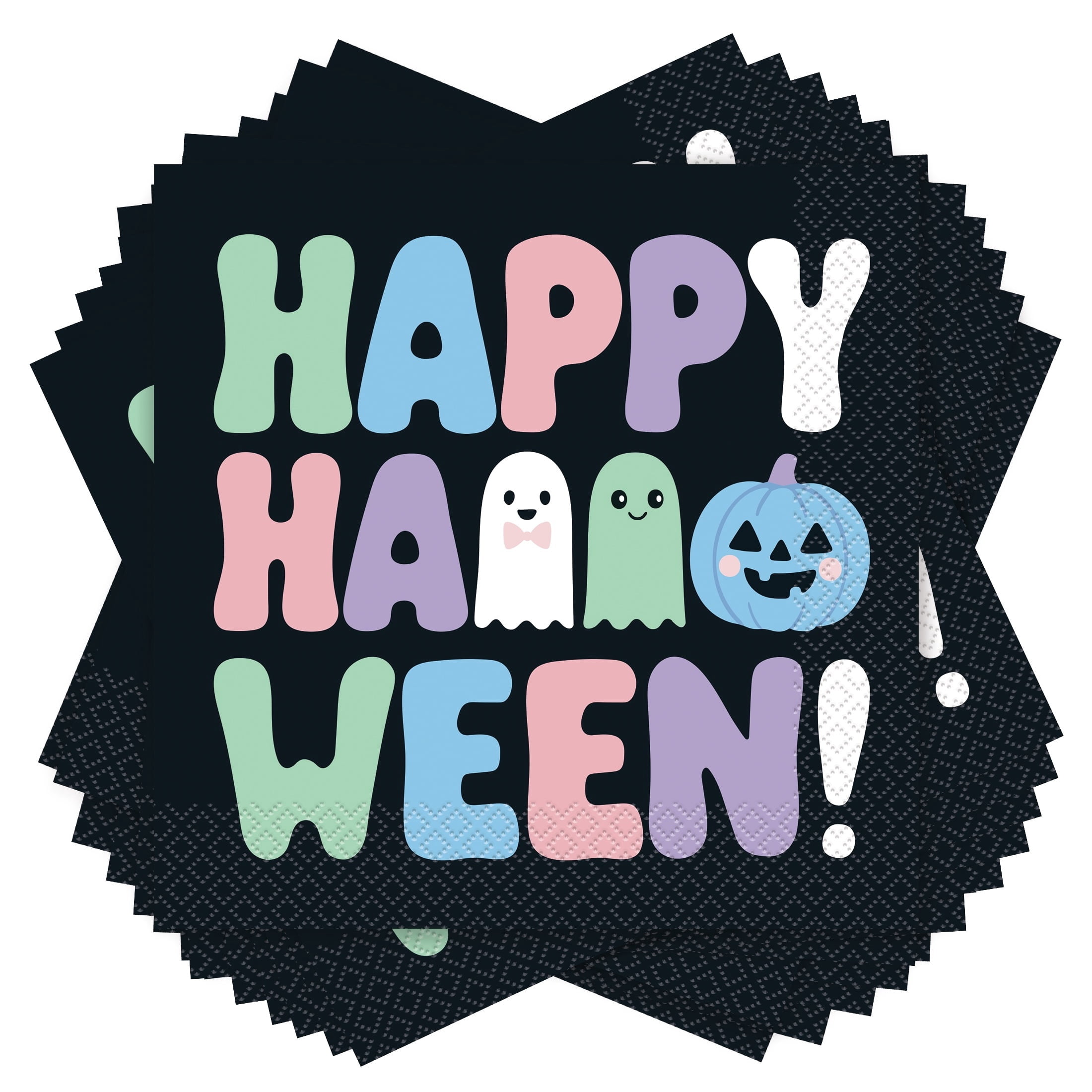 Jack-o'-Lantern Disposable Paper Napkins, Multicolor, 6.5" x 6.5", 16 Count, Halloween by Way To Celebrate