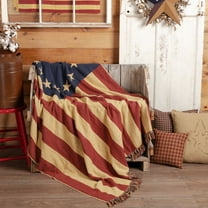 VHC Brands Seasonal Pillows & Throws-Old Glory Woven Throw, 50" x 60", Americana Red