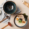 thumbnail image 4 of 8 Inch Ceramic Ramen Bowl Set of 2, 40oz Japanese Bowls with Spoons & Chopsticks,Durable,Microwave & Dishwasher Safe,Perfect for Ramen,Pho,Salad,Soup,Noodles，Mixing bowls（Verdigris Green）, 4 of 8
