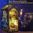 thumbnail image 3 of DIY Book Nook Kit, 3D Wooden Puzzle Bookshelf Decor with LED, Miniature Bookend Magic Pharmacist Dollhouse Kit for Teens and Adults, 3 of 6