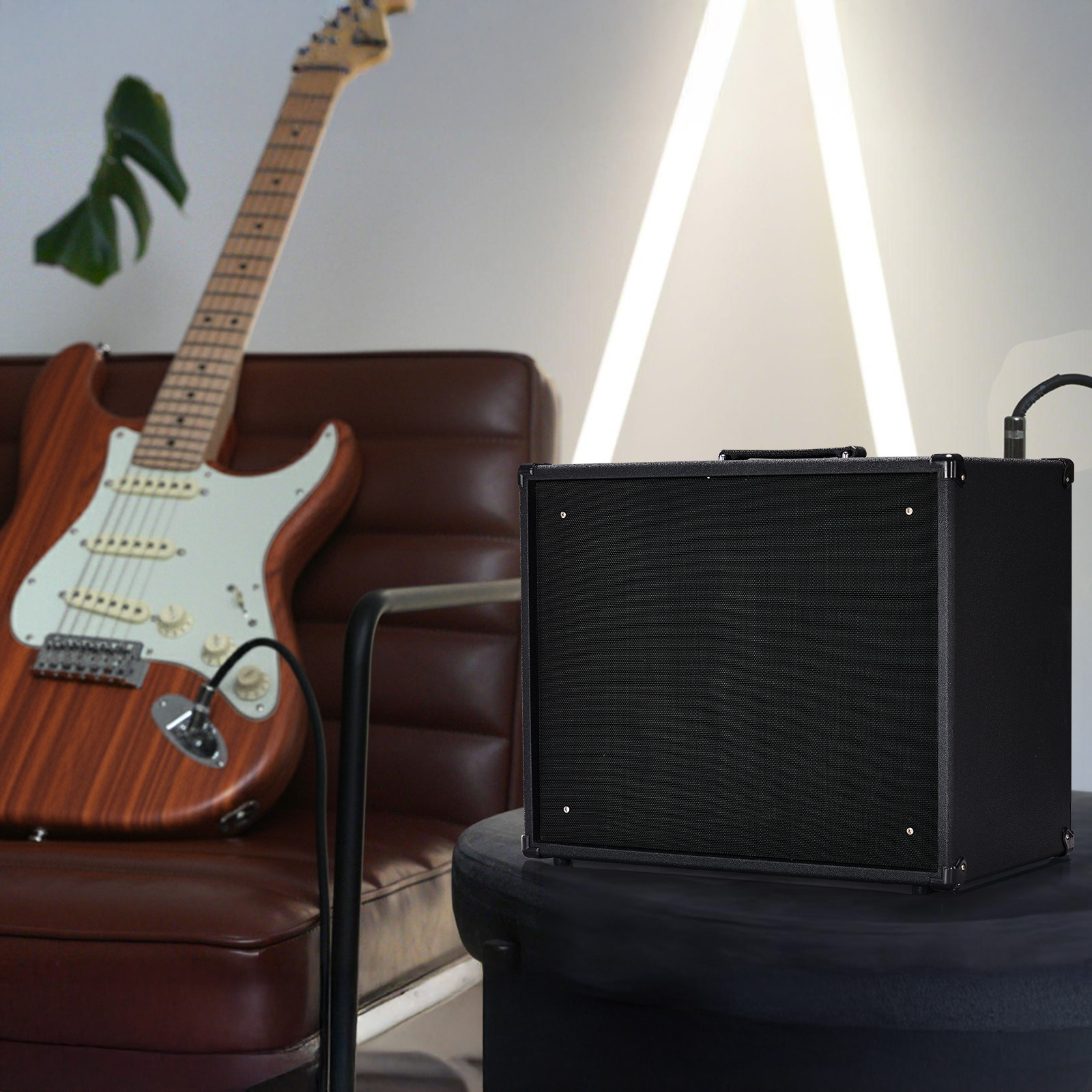 Ktaxon 50W Electric Guitar Amplifier with 10" Speaker, Headphone Output & AUX Input – Portable Practice Amp for Beginners, Black