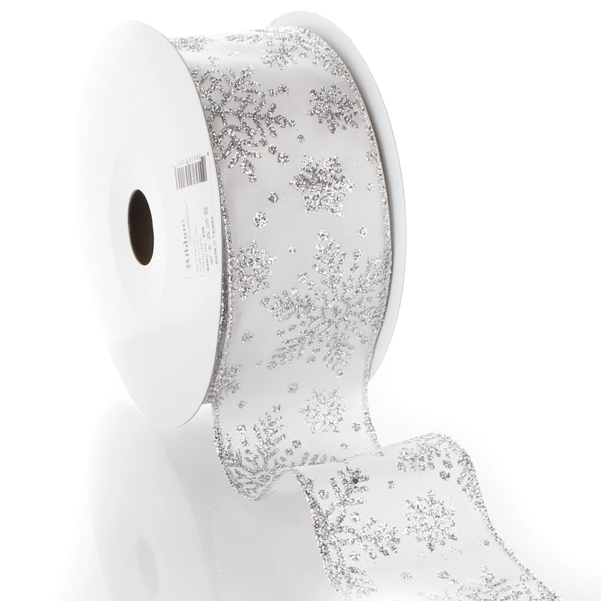 Ribbon Traditions Glitter Snowflakes Satin Wired Ribbon 2 1/2 Inch By 25 Yards - Black / Red